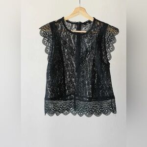 Zara Scallop Hem Eyelet Top